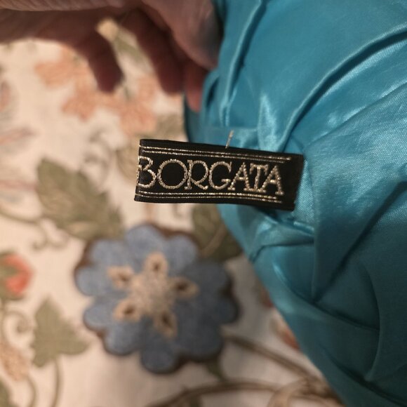 Round Borgata Decorative Throw Pillows Set Of 2 Turquoise Satin Pleated Design - Picture 2 of 7